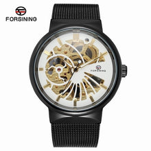 Carregar imagem no visualizador da galeria, FORSINING Relógio dos homens Completa de Aço Inoxidável Relógio Mecânico Automático Transparente Esqueleto Steampunk Relógio Homens Relogio masculino
