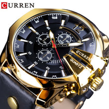 Carregar imagem no visualizador da galeria, CURREN Projeto Piloto Militar Do Exército Relógio De Pulso Big Dial Moda À Prova D 'Água Dos Homens de Quartzo Top Marca de Luxo Relógio Masculino Relógio de Couro