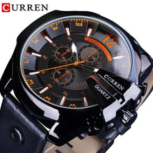 Carregar imagem no visualizador da galeria, CURREN Projeto Piloto Militar Do Exército Relógio De Pulso Big Dial Moda À Prova D 'Água Dos Homens de Quartzo Top Marca de Luxo Relógio Masculino Relógio de Couro