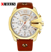 Carregar imagem no visualizador da galeria, CURREN Projeto Piloto Militar Do Exército Relógio De Pulso Big Dial Moda À Prova D 'Água Dos Homens de Quartzo Top Marca de Luxo Relógio Masculino Relógio de Couro