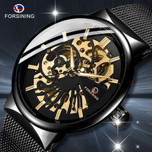 Carregar imagem no visualizador da galeria, FORSINING Relógio dos homens Completa de Aço Inoxidável Relógio Mecânico Automático Transparente Esqueleto Steampunk Relógio Homens Relogio masculino